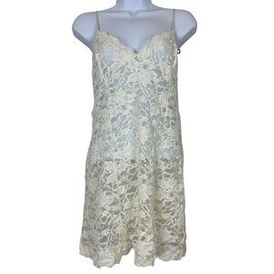 Victoria’s Secret Lace Slip Chemise Women’s Large Ivory Floral Spaghetti Strap